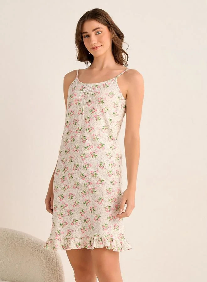 سبلاش فيڤ Set of 2 - Midi Slip Dress Strappy Ruffled Hem Cotton